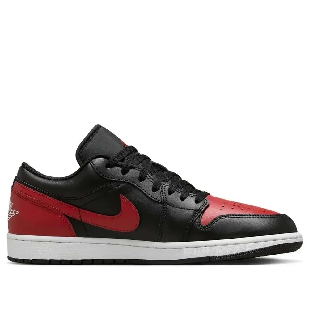 NEW Nike Air Jordan 1 Low Black Varsity Red White 553558-067 Men's Size 12